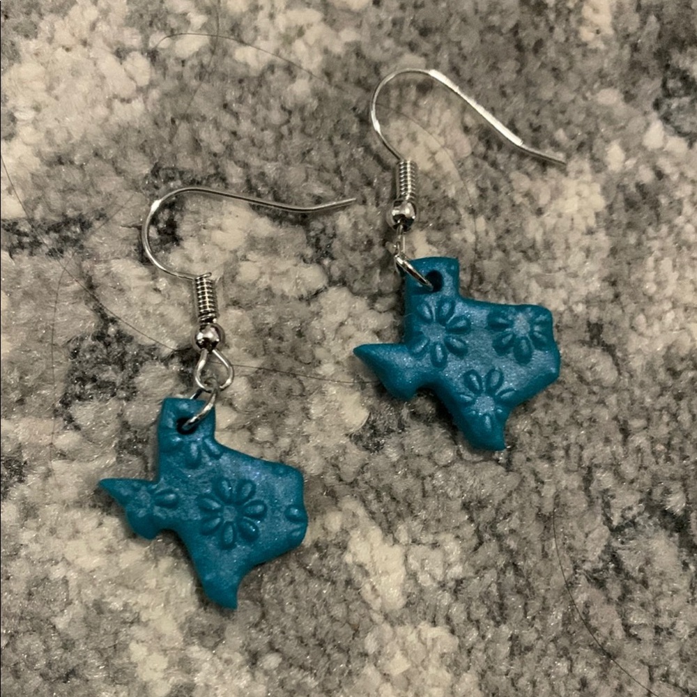 Blue Texas Shaped Earrings